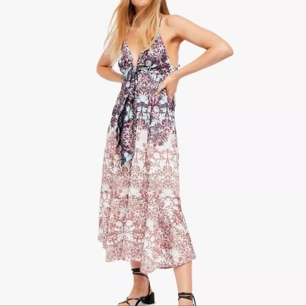 Free People Women’s midi dress “Chocolate Combo” sun bleached boho SMALL